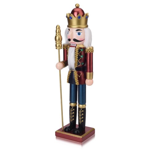 ArlinaL King Nutcracker Figures, 15 Inch Wooden Christmas Nutcracker with Scepter Ornaments, Nutcracker Xmas Decorations for Shelves and Tables