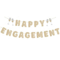 SerpizePaty Engagement Party Decorations, Pre-Strung Happy Engagement Banner, Glitter Just Engaged Banner with Glass, Couples Shower Decorations For Happy Wedding Reception Sighs Photo Props Backdrop