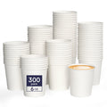 LITOPAK 300 Count 6 oz Paper Cups, Disposable White Paper Coffee Cups, Hot Beverage Drinking Cup for Coffee, Water, Juice, and Espresso