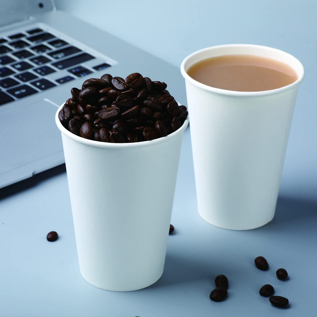 Bsvce 8 oz Paper Cups, 300 Pack - Durable, Leak-Proof, Safe for Hot or Cold Beverages, Paper Coffee Cups, White