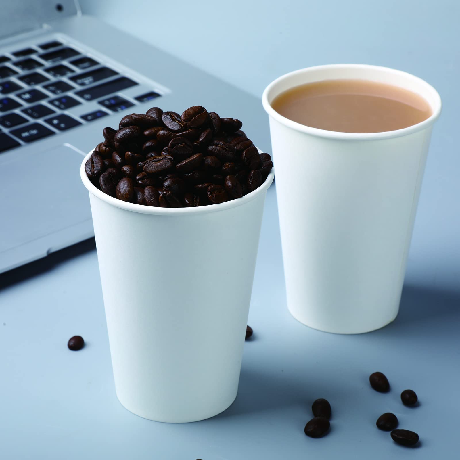 Bsvce 8 oz Paper Cups, 300 Pack - Durable, Leak-Proof, Safe for Hot or Cold Beverages, Paper Coffee Cups, White