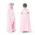 ZIONOR Hooded Bath Towel for Kids - 50''L x 35''W Extra-Large Hooded Towels for Big Kids 6-10, Kids Beach Towels Made from Bamboo Rayon, Suitable for Bath, Pool, Beach(Pink Bear)