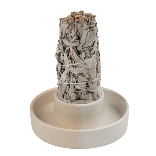 Sage Holder, Sage Burner, Smudge Bowl, Palo Santo Holder, Incense Holder, Incense Holder Bundle, Sage Holder for White Sage Bundle and Palo Santo (Sage Not Included) (White)