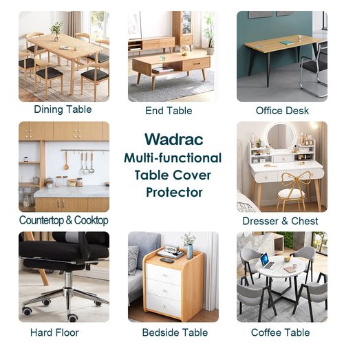 Clear PVC Table Protector Eco Plastic Protective Desk Pad Wood Furniture Side Meeting Table Top Tabletop Floor Cover Countertop Wipeable PVC Vinyl Tablecloth Mat 1.5mm Thick 60x108 In or 106" or 102"