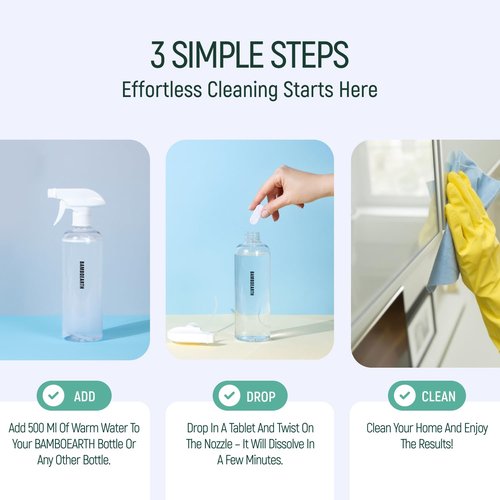 BAMBOEARTH 12 Pack Natural Multi-Purpose Cleaner - All Surface Multipurpose Cleaning Tablets Refill - Eco-Friendly Product & Cleaning Supplies - 1 Tablet = 17oz Spray (204oz Total) - Calm Lavender
