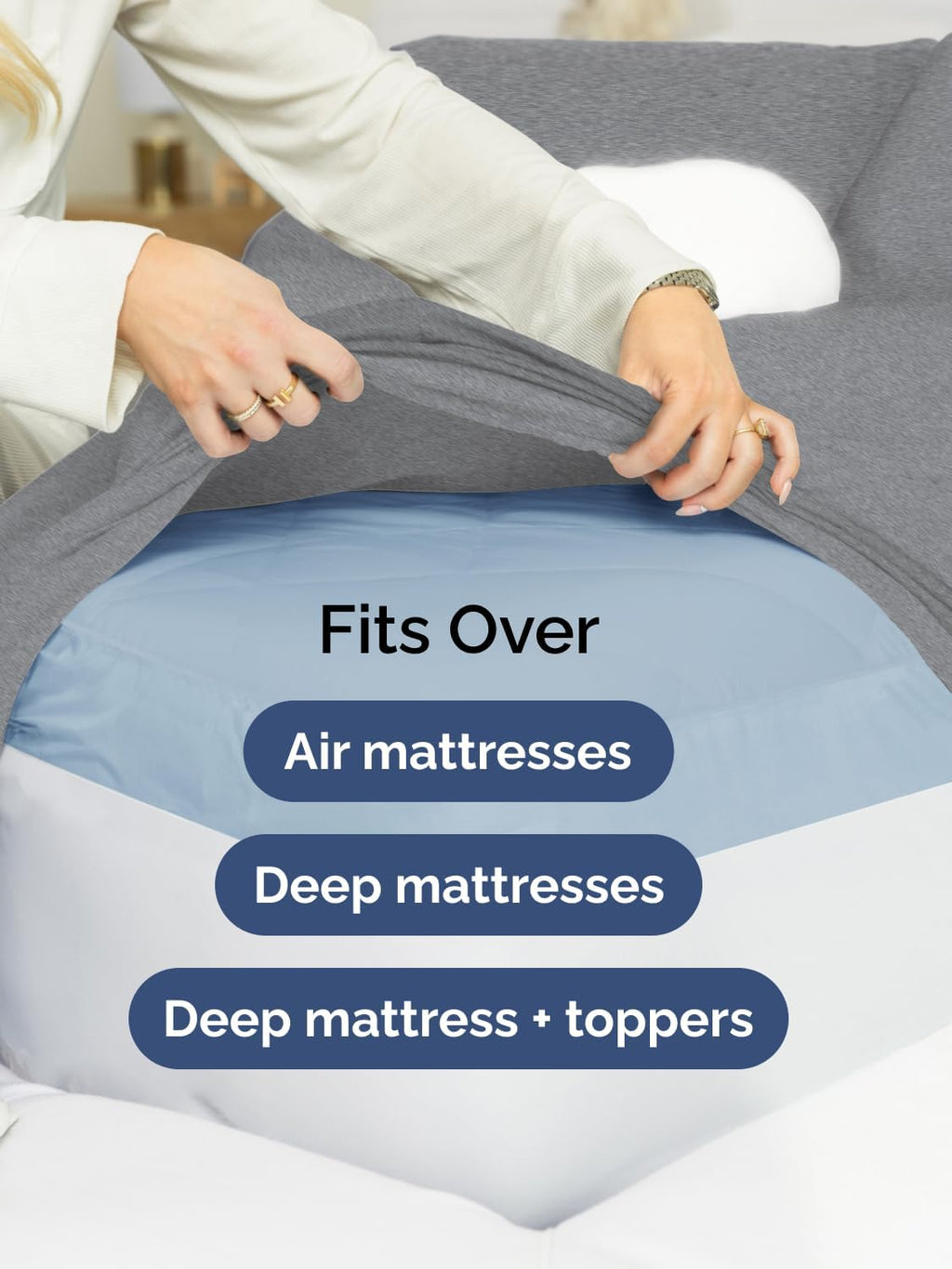 Skiennix Extra Deep Cal King Sheet Set | 6-Piece Breathable Cooling Bedding - Soft, Wrinkle-Free, Heathered Grey
