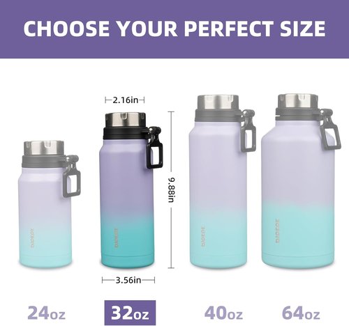 BJPKPK 32oz Insulated Water Bottle - BPA-Free Stainless Steel Travel Flask in Lavender Green