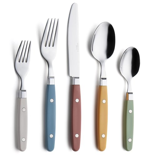 ANNOVA Silverware Set, Retro/Rivet Colorful Stainless Steel Tableware Kitchen Flatware Set Utensils, Includes Dinner Knives, Forks, Spoons, Salad Forks & Dessert Spoons (Morandi Mix, 20 Pieces)