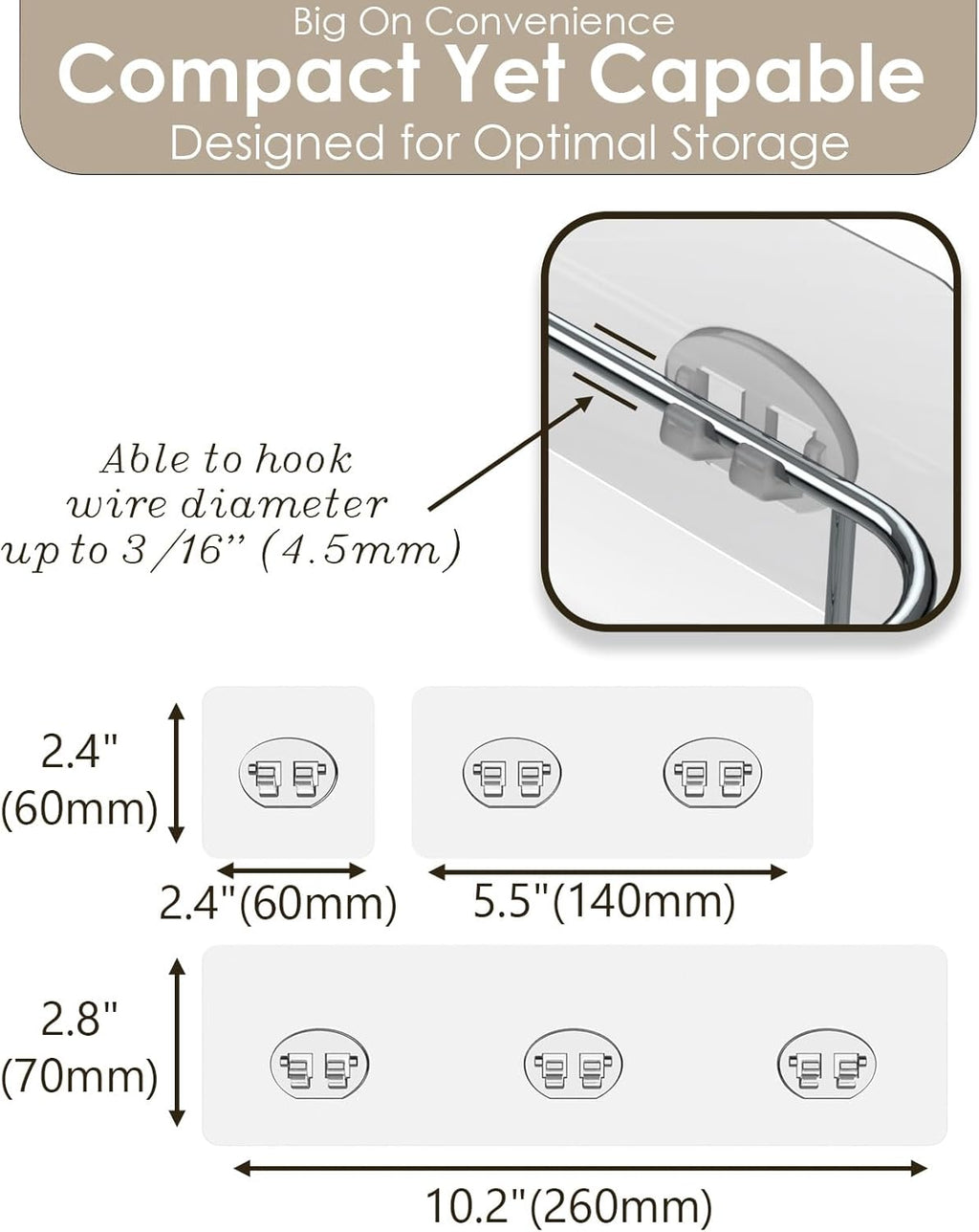 Regine Switzerland Shower Caddy Adhesive Replacement Stickers - 10 Pack Assorted Wire Hooks