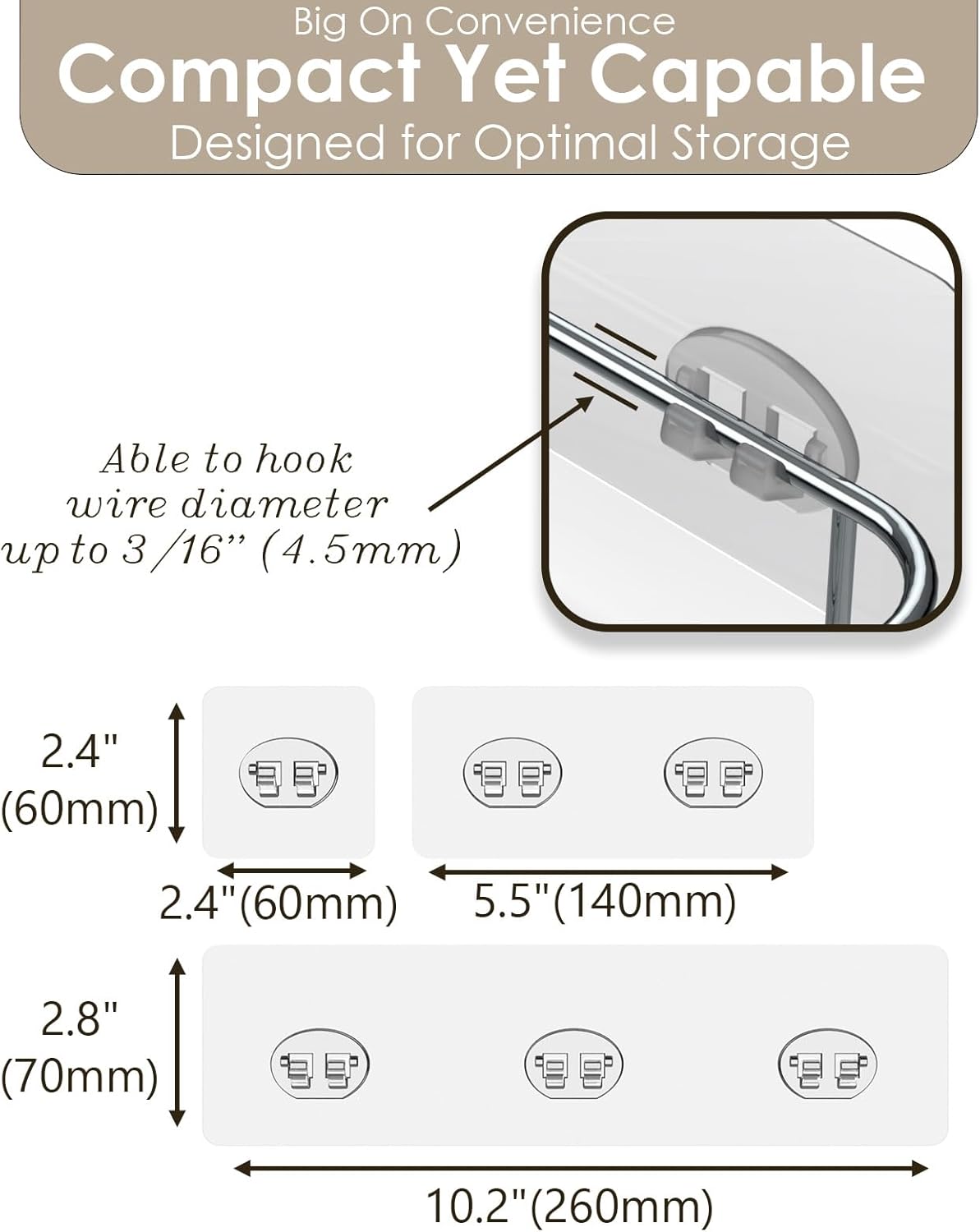 Regine Switzerland Shower Caddy Adhesive Replacement Stickers - 10 Pack Assorted Wire Hooks