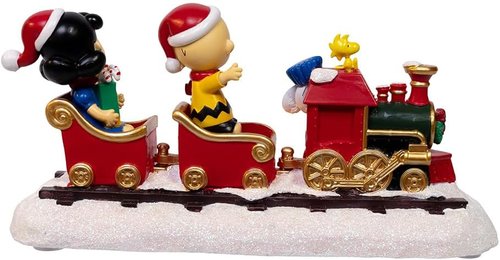 Kurt Adler Battery Operated Peanuts Musical Train | Festive Table Décor for Holiday Cheer