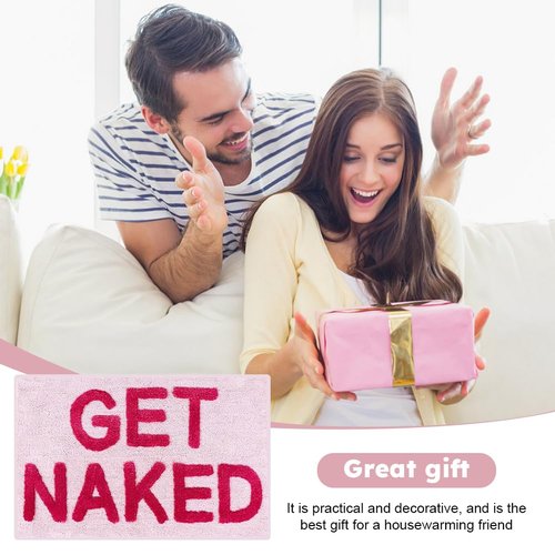 Bibabala Get-Naked Bath Mat, Cute Bathroom Rugs, Non Slip Absorbent Pink Bath Rug, Funny Bathroom Decor, Bathtub Decor Mats,Washable Shower Rug for Washroom Floor Apartment