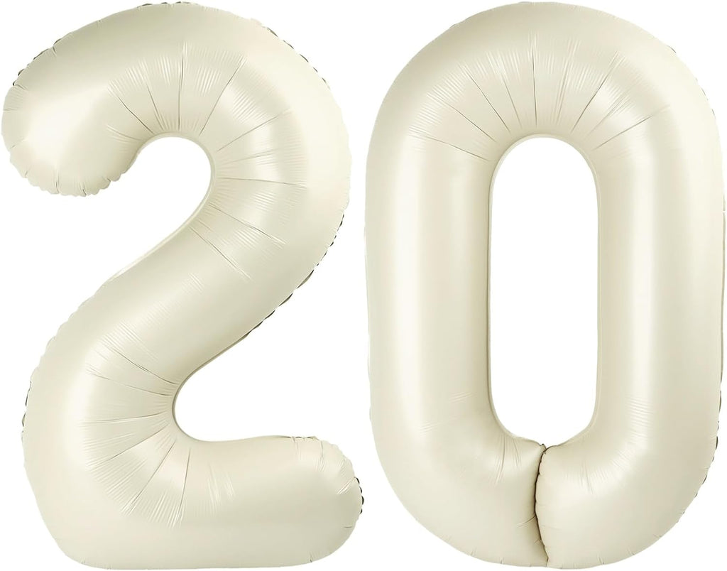 Skiennix 40-Inch Cream Number Balloon - Large 20th Birthday Decorations for Women | Perfect for Weddings & Family Reunions