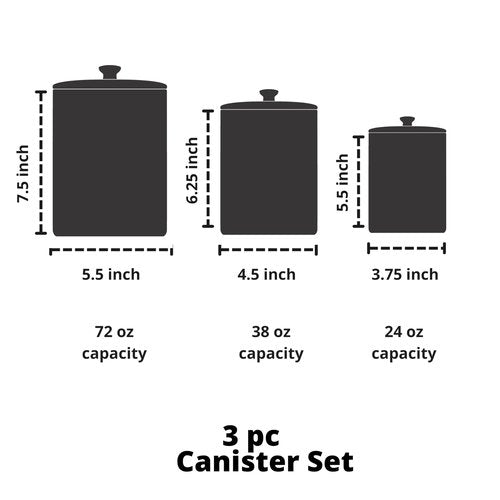 10 Strawberry Street Diamond 3 Piece Canister Set, Gray