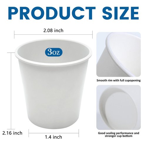 MOUMOULIFE 200 Count 3oz Disposable Paper Cups, Bathroom Mouthwash Cups, Leak-Free Food Safe Small White Paper Mini Cups for Bathroom