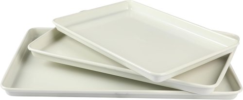 Martha Stewart Gallen 3-Piece Cookie Sheet Set - Ceramic Nonstick Baking Pans, Oven Safe to 450°F | Linen White