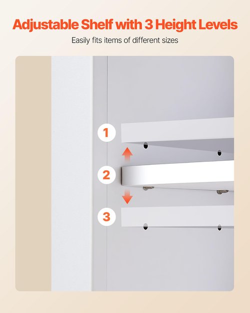 VEVOR Bathroom Wall Cabinet, 23" W x 27" H Storage Medicine Cabinet Wall Mounted, Hanging Organizer with Open Partition and Towel Bar for Laundry Room Kitchen, White
