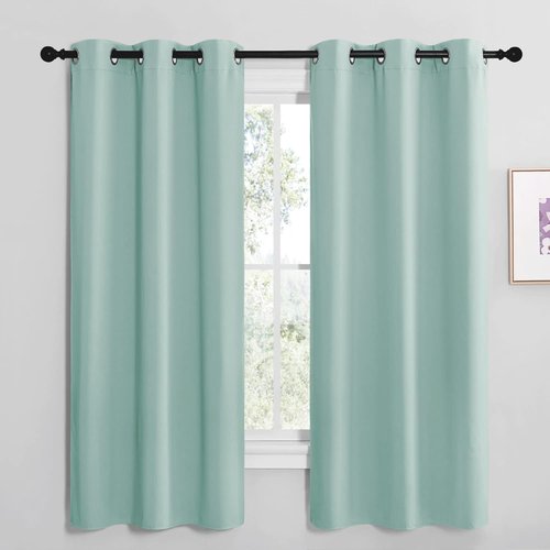 NICETOWN Aqua Blue Room Darkening Curtains - Thermal Insulated Grommet Drapes, 42" x 68" (Set of 2)