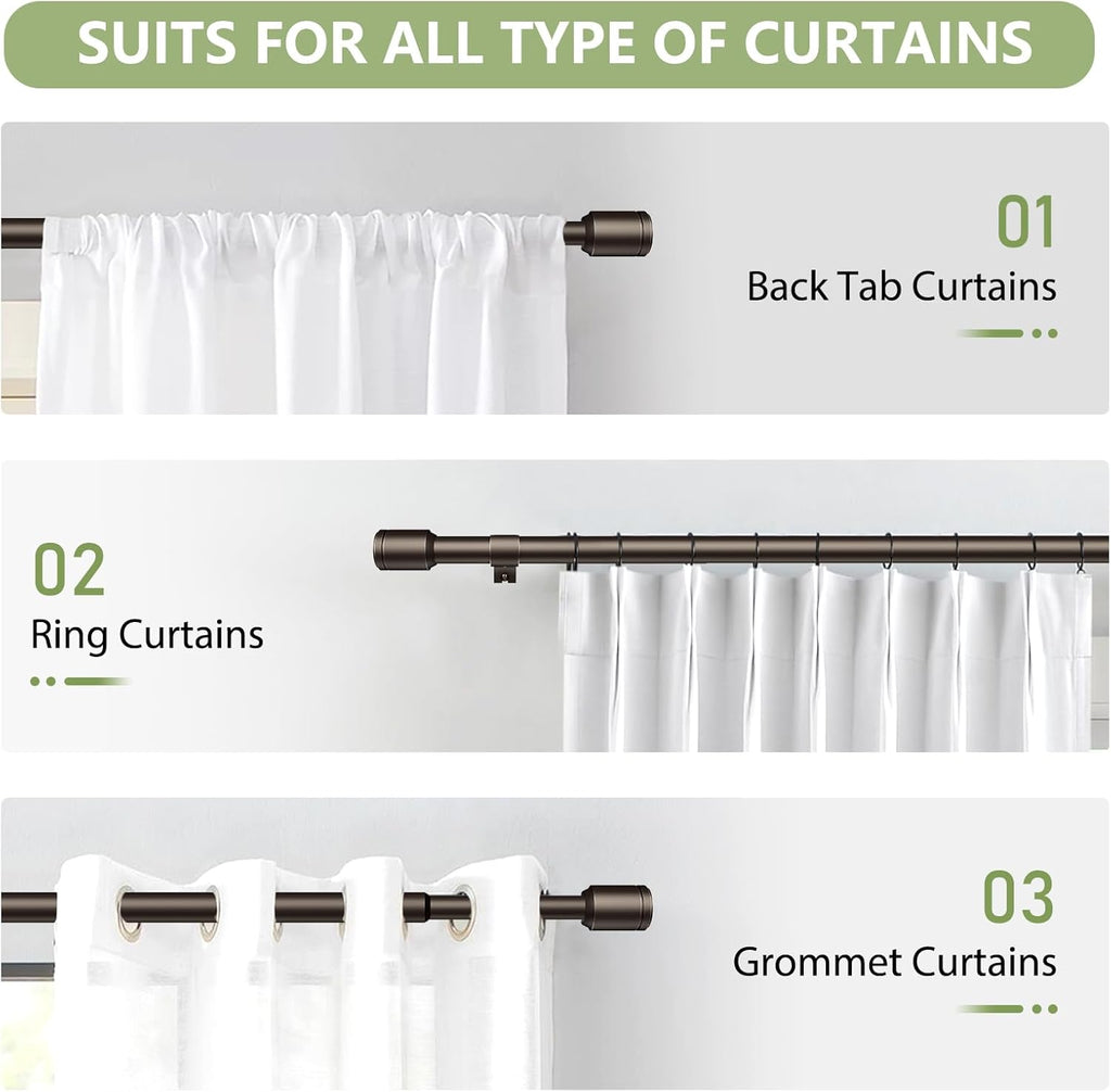 Antique Bronze Curtain Rods by [Brand Name] - Adjustable 30-120 Inch for Small Windows | 2 Pack