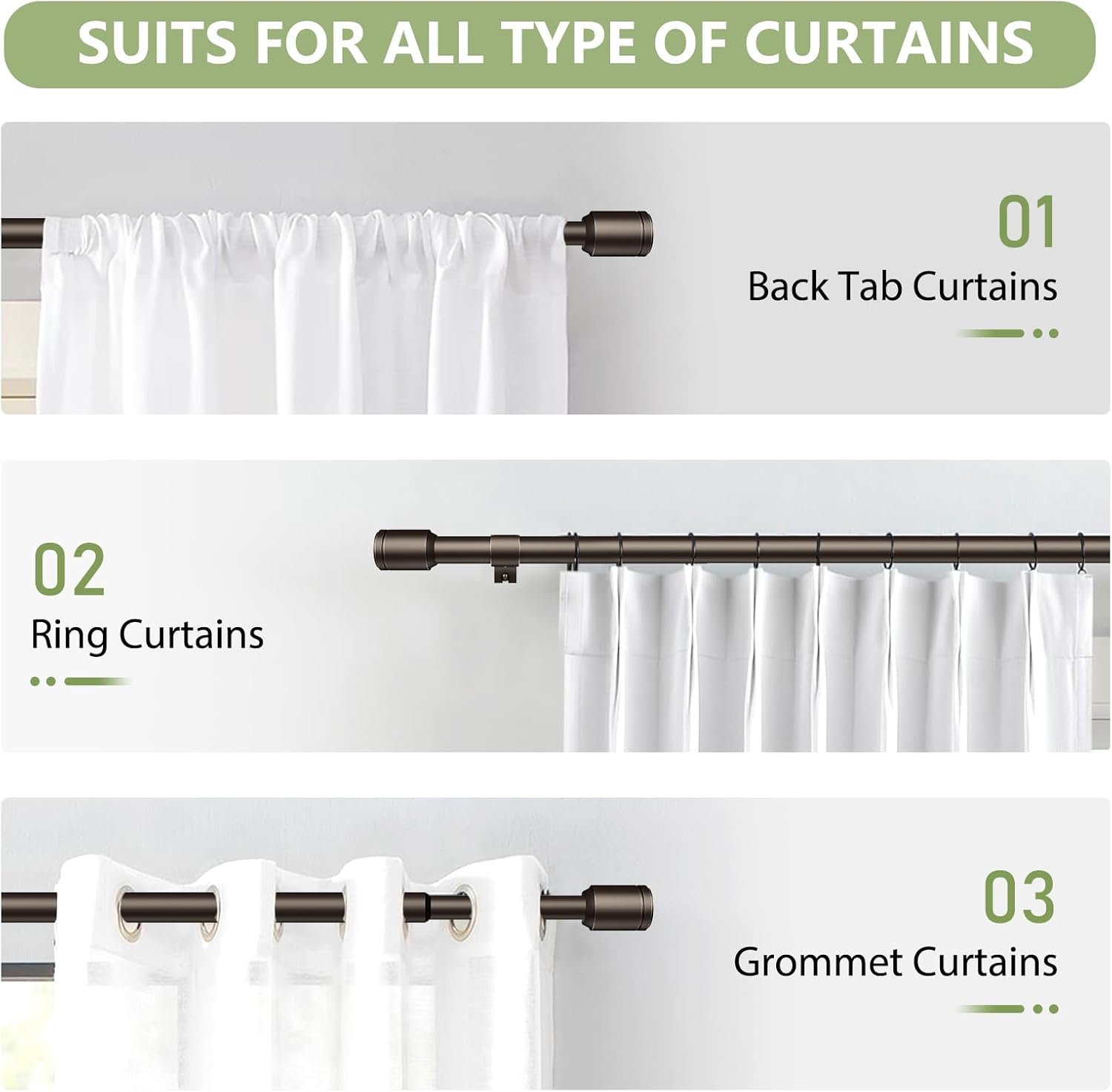Antique Bronze Curtain Rods by [Brand Name] - Adjustable 30-120 Inch for Small Windows | 2 Pack