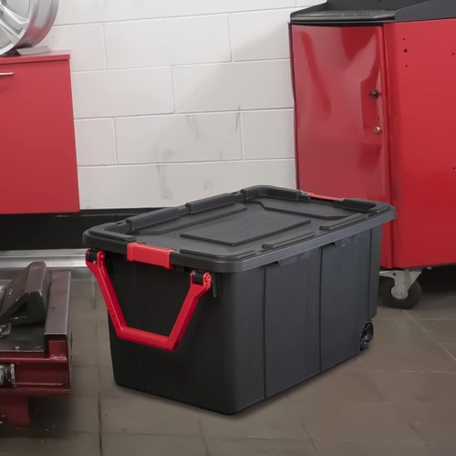Heavy-Duty Plastic Storage Bins by [Brand Name] - 40 Gallon Capacity, Stackable with Durable Lids & Secure Latching Buckles | 2 Pack