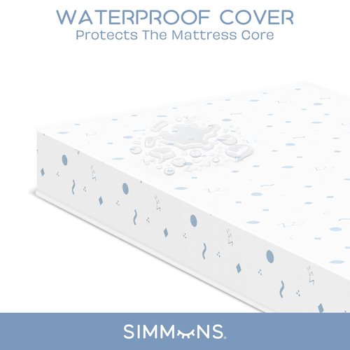 Simmons Kids Quiet Nights Dual Sided Baby Crib Mattress & Toddler Mattress - Sustainably Sourced Core - Waterproof - Hypoallergenic - GREENGUARD Gold Certified (Natural) - Ideal Firmness - Made in USA
