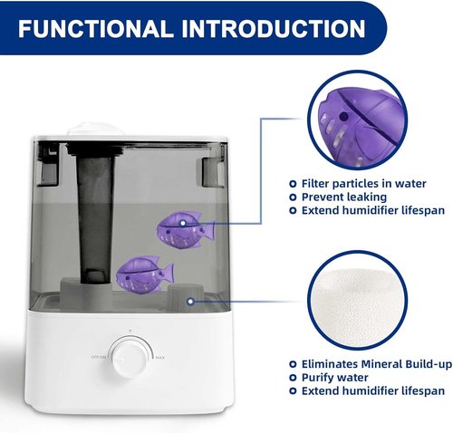 Levoit Top-Fill Humidifier Replacement Filter - 10 Filters & 2 Clean Fish for Optimal Performance
