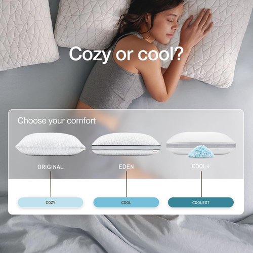 Coop Home Goods Eden Bed Pillow - Medium Soft Memory Foam Cooling Gel for All Sleep Positions | Queen Size