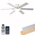 iacaf Ceiling Fans with Lights,54 Inch Low Profile Ceiling Fan with Light and Remote Control,6 Speeds/6 Blade,Flush Mount,LED Dimmable DC Reversible Modern, Nickel Ceiling Fan for Bedroom/Living Room