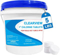 ClearView Chlorine Tablets - Slow-Dissolving 1" Pool Sanitizer | 5 Lbs for Algae Control & Bacteria Elimination