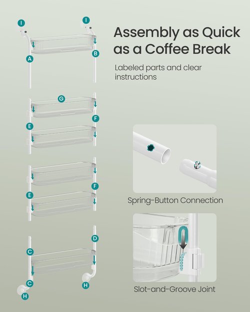 SONGMICS Over the Door Pantry Organizer, 6-Tier Kitchen Pantry Door Organizer with Adjustable Tall Baskets, Hanging Spice Rack, for Bedroom Bathroom Laundry Room, Transparent UKCS046WG01