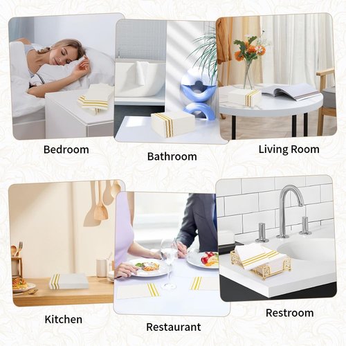 100 Pack Paper Napkins Disposable Guest Towels Gold Lined Elegant Dinner Napkins 2-ply Party Napkins Guest Disposable Soft & Absorbent Paper Hand Towels for Bathroom Kitchen Wedding Party Dinner Event