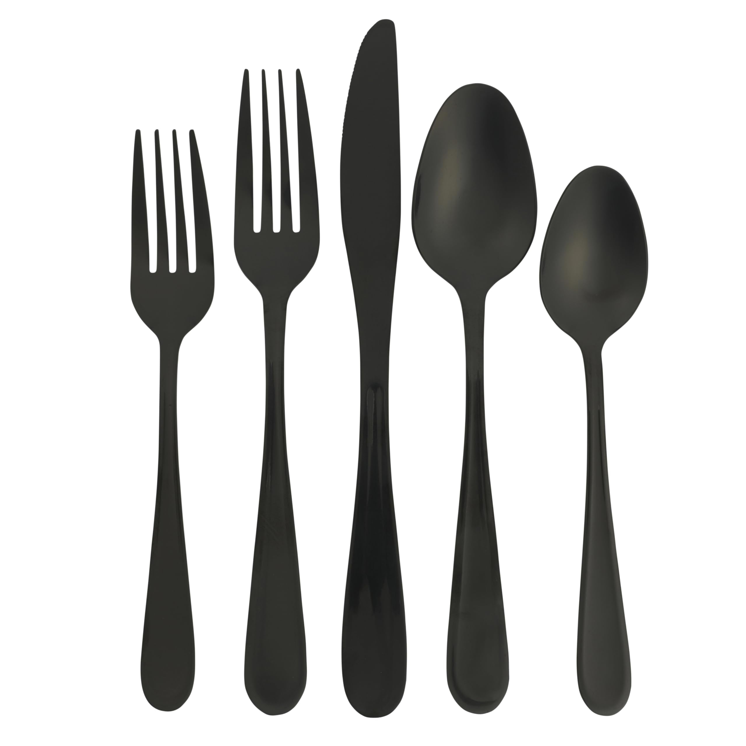Gibson Home Ravidia Black Heavy Gauge Flatware Cutlery Silverware Set 20 Pieces, Stainless Steel Colorful Utensils, Tableware Set Service for 4