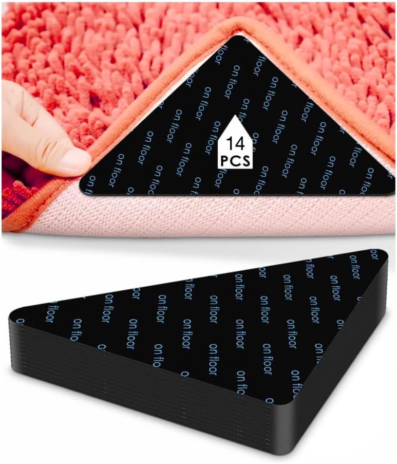 Skiennix Non-Slip Rug Pad Grippers - Reusable & Washable 14PCS Set for Area Rugs & Carpets