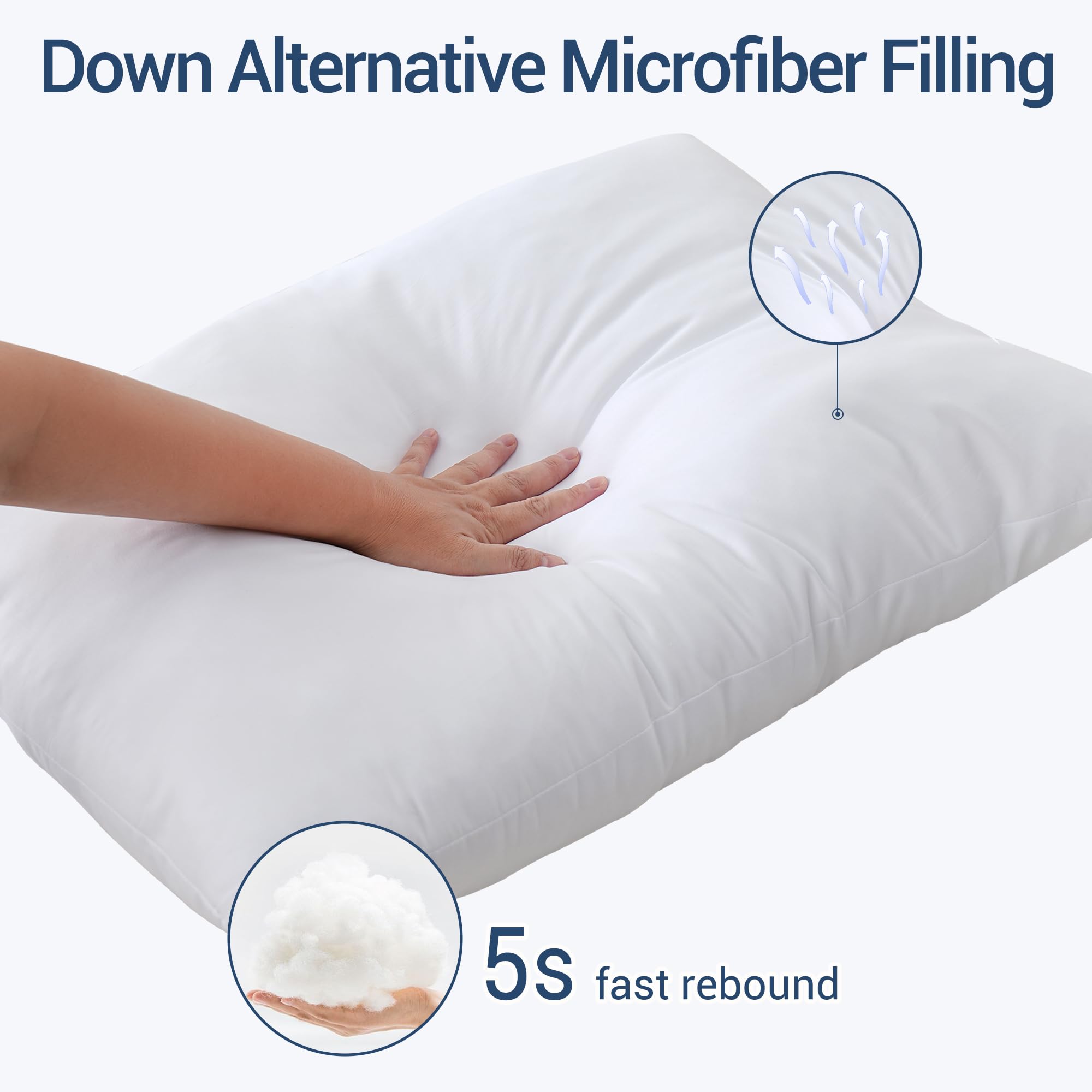 CULVE Bed Pillows King Size Set of 4 Pack for Sleeping- Medium Support 20"x36" Soft Pillow, Down Alternative Filling for Side Back Stomach Sleeper
