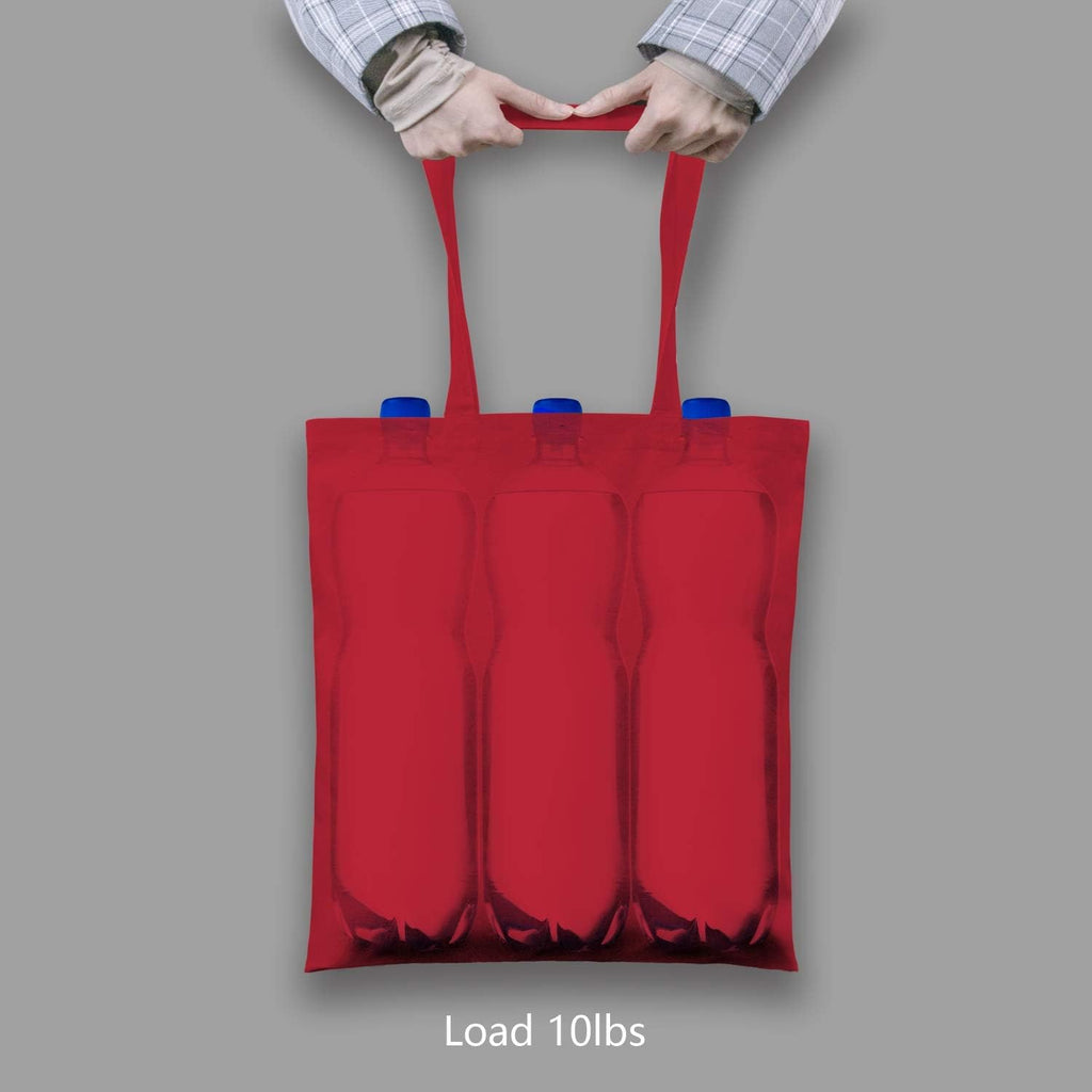 TOPDesign 24-Pack Red Cotton Tote Bags - Lightweight Reusable Grocery Bags for DIY & Promotions