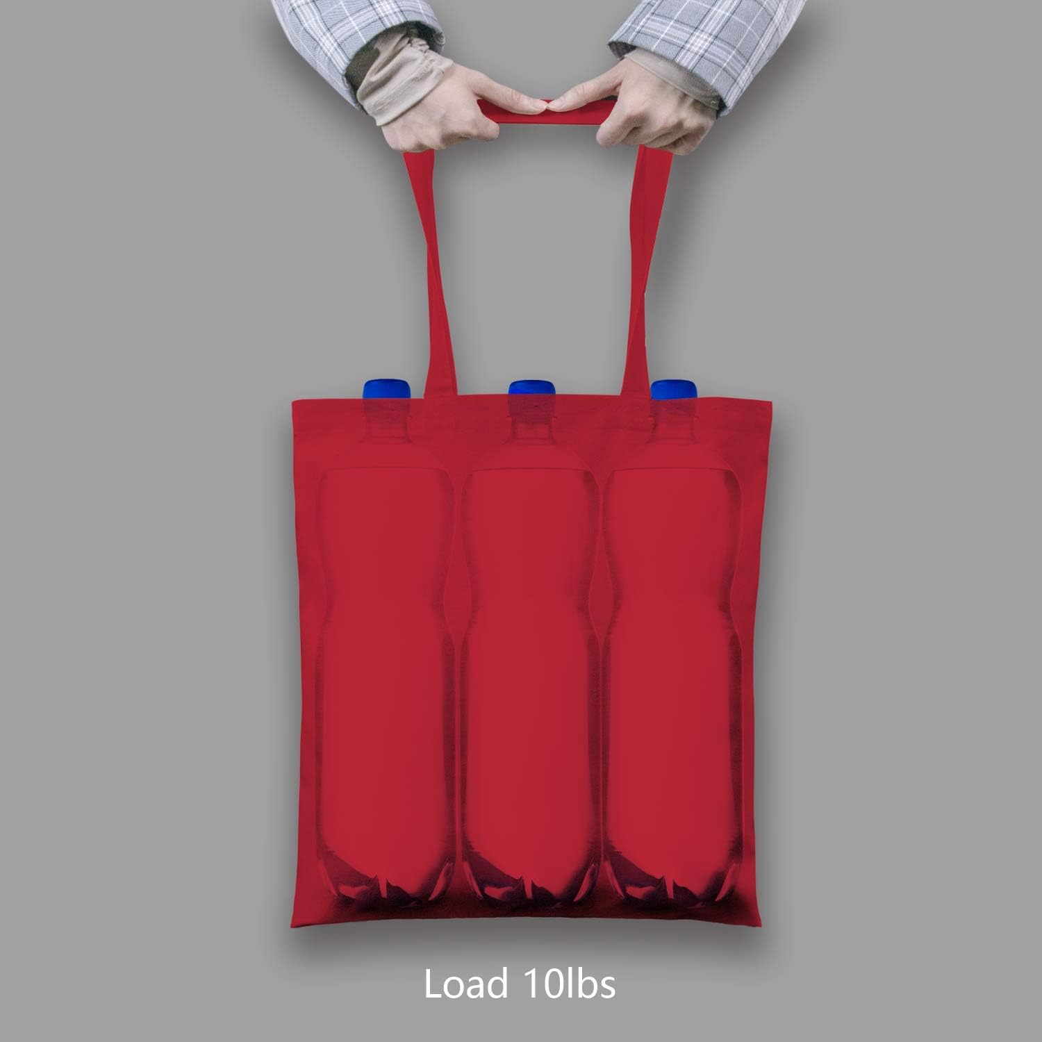 TOPDesign 24-Pack Red Cotton Tote Bags - Lightweight Reusable Grocery Bags for DIY & Promotions