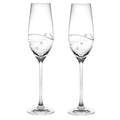 Barski - Handmade Glass - Set of 2 - Wedding Toasting Champagne Flutes - Glasses Are Decorated with Real Crystal Diamonds - 7 oz. - Made in Europe