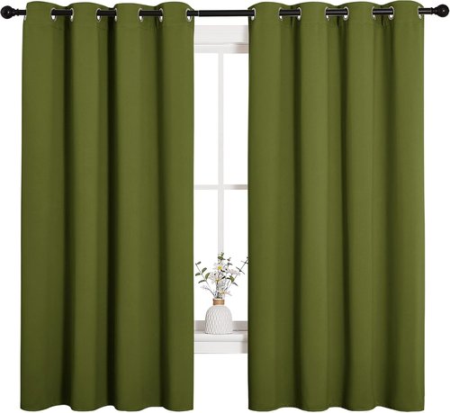 NICETOWN Blackout Curtain Panels - Thermal Insulated Grommet Drapes | Olive Green, 55 x 68 Inches (One Pair)