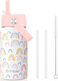 Fimibuke Kids Insulated Water Bottle - 14oz BPA-Free Stainless Steel Tumbler | Leak-Proof & Straw, Rainbow