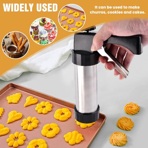 Cookie Press Gun Kit, Spritz Cookie Press for Baking Icing Gun with 13 Cookies Discs and 8 Piping Tips for DIY Christmas Cookies, DIY Biscuit, Decorating Baking Supplies