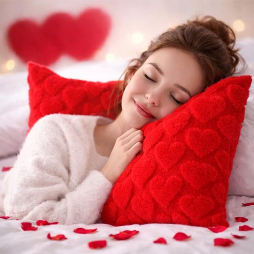 Braw cover Romantic Heart Throw Pillow Covers 18x18 (Pack of 2) - Wedding Cushion Covers - Sweetheart Decorative Pillowcases for Bridal Shower & Couple's Room