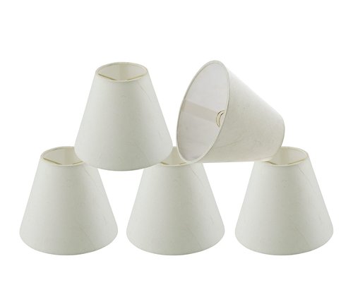 Aspen Creative 32128-5A Small Hardback Empire Shape Chandelier Clip-On Lamp Shade Set (5 Pack), Transitional Design in White, 6" bottom width (3" x 6" x 5")