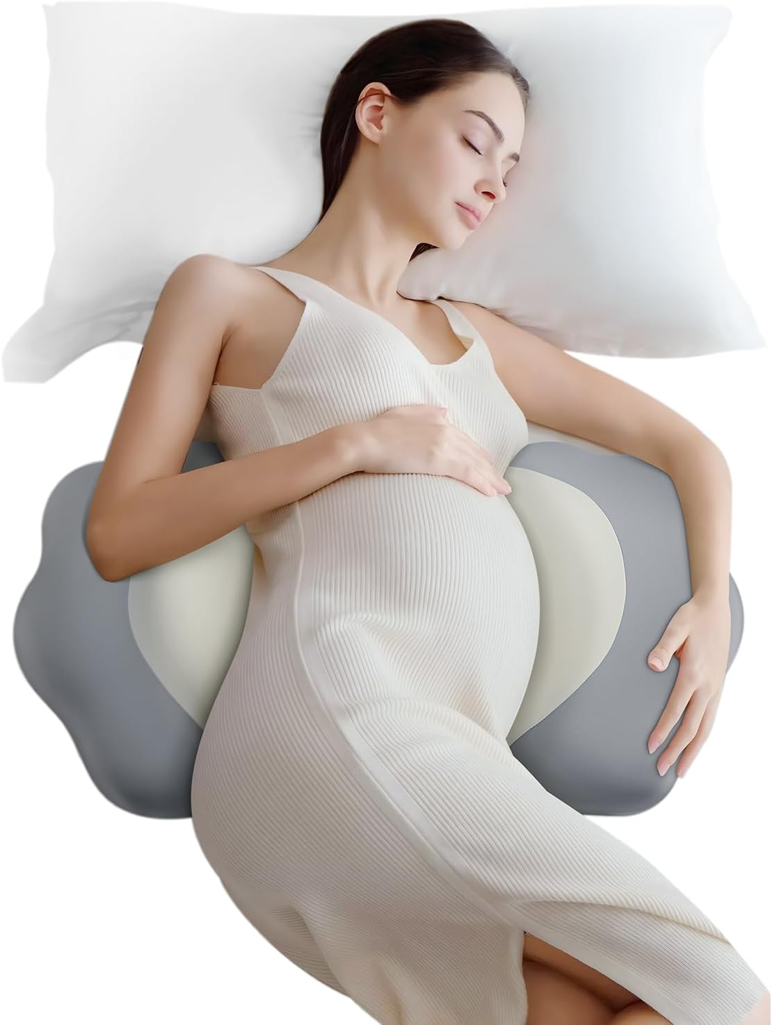Skiennix Memory Foam Pregnancy Pillow - Adjustable Maternity Support for Side Sleepers | Comfortable Back & Belly Relief