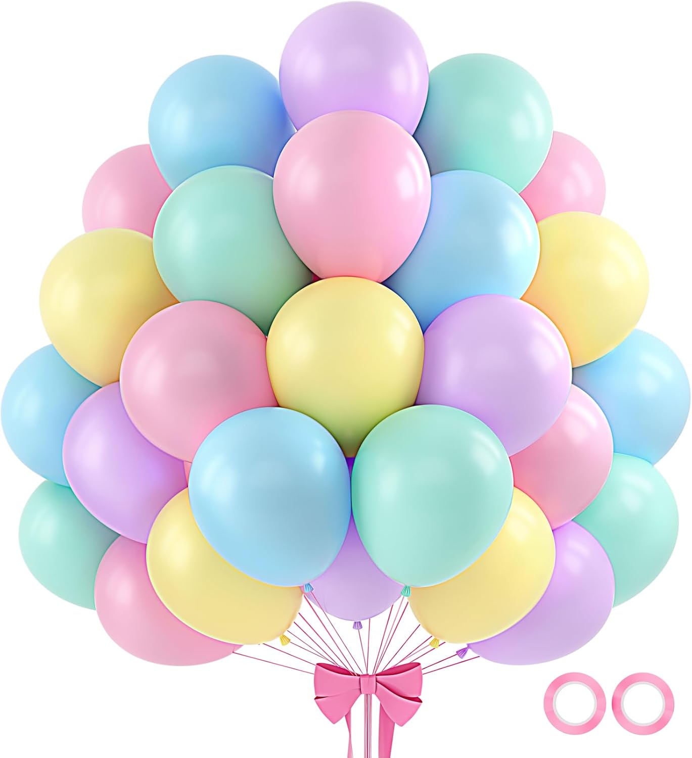 Pastel Balloons - 110pcs 12 Inch Rainbow Balloons for Birthday, Wedding & Baby Shower Decor