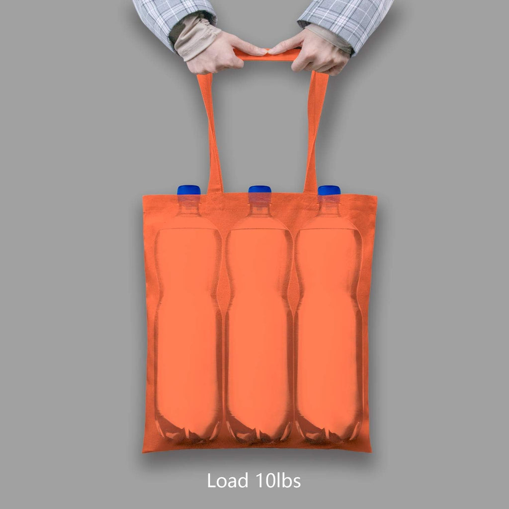 TOPDesign 24-Pack Orange Cotton Tote Bags - Lightweight, Reusable Grocery Bags for DIY & Promotions