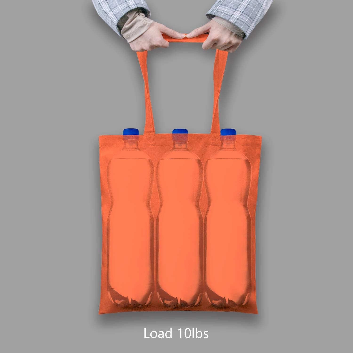 TOPDesign 24-Pack Orange Cotton Tote Bags - Lightweight, Reusable Grocery Bags for DIY & Promotions