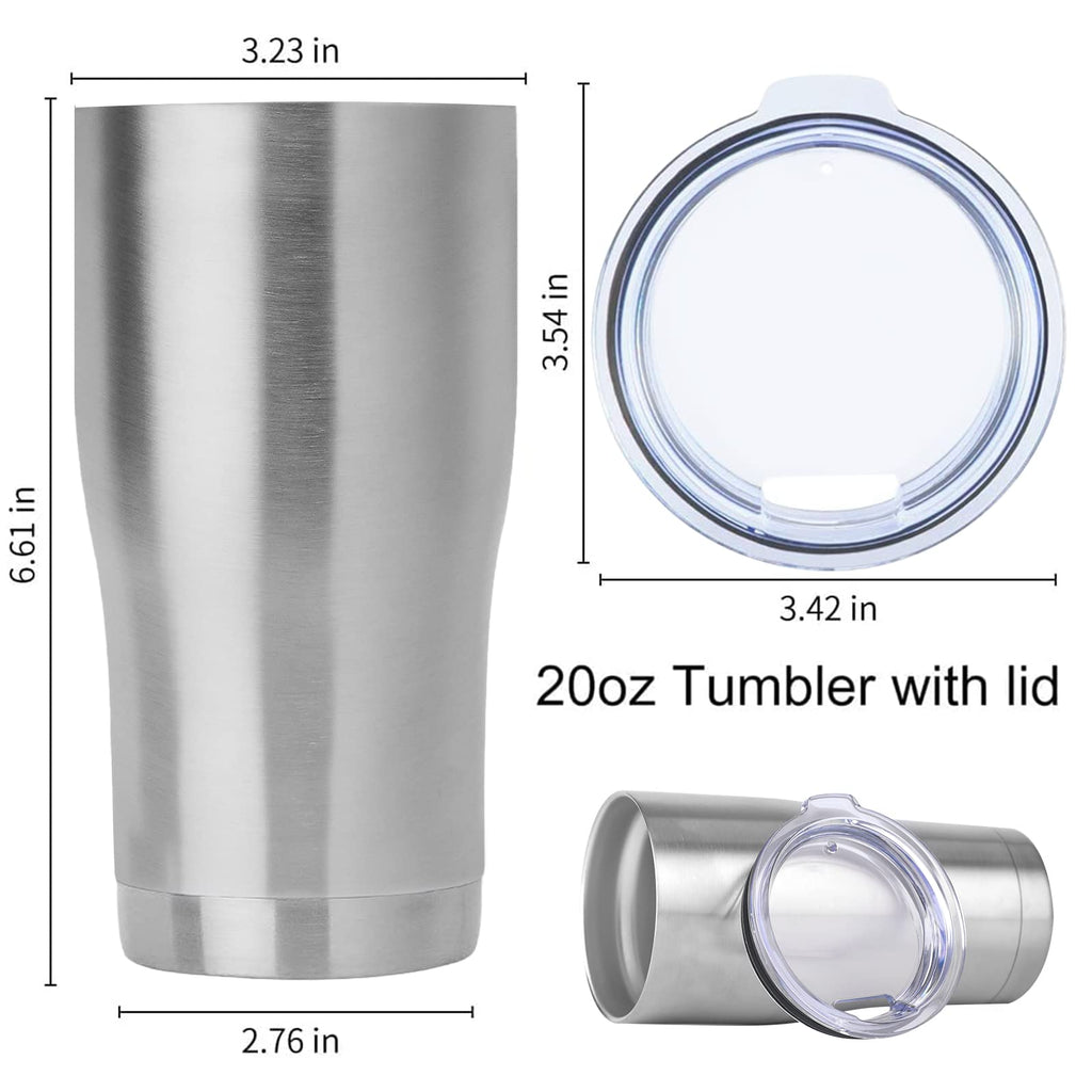 DOMICARE 20oz Tumbler with Lid Stainless Steel Tumblers Bulk, Double Wall Vacuum Insulated Coffee Travel Mug, 12 Count (Pack of 1) Stainless Steel