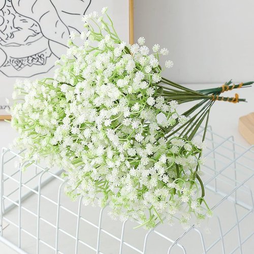120PC Baby Breath Artificial Flowers - Babies Breath Flowers Artificial Bulk Faux Flowers Bouquet White Flores Real Touch Fake Flowers Arrangements Wedding Centerpieces Tables Decorations