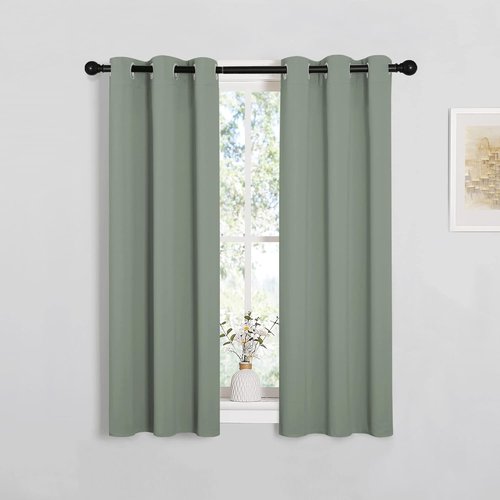 NICETOWN Blackout Curtain Panels - Thermal Insulated Draperies | 29x45 Inches, Greyish Green (1 Pair)